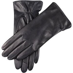 Women's Black Genuine Leather Gloves with Cashmere Wool Lining Warm Winter Snow